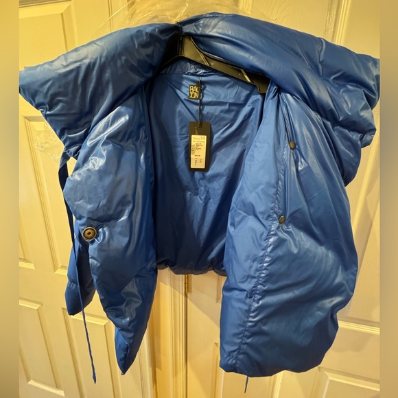 Bacon Pillow Collar asymmetrical puffer jacket Royal Blue L New with Tags - Picture 8 of 12
